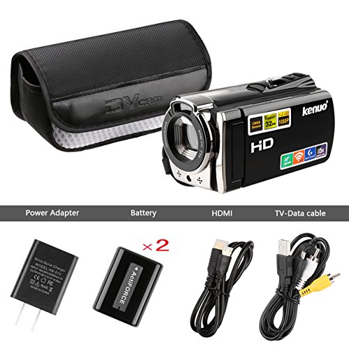 Camcorders,Kenuo 1080P 24MP HD WiFi Digital video Camera, 3.0''TFT LCD IR Night Vision 16X Digital Zoom Stabilization 270 Degree Rotation Screen Camera Bag Lithium Battery