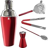 Vremi VRM020027N Stainless Steel Cocktail Shaker Set, Red
