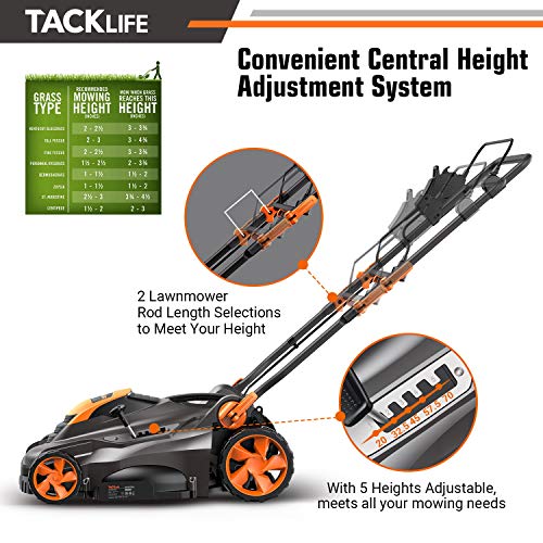TACKLIFE Electric Lawn Mower, 16" 13 Amp Lawn Mower, 5 Mowing Heights(0