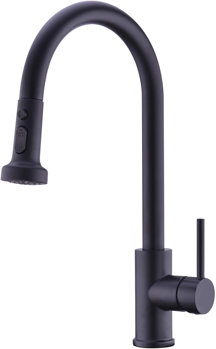 Avola Commercial Matt Black Pull Out Kitchen Tap Single Lever Handle
