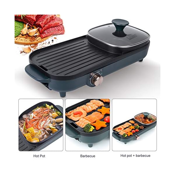 Uten Portable Electric Grill, Electric Barbecue Grill Indoor Hot Pot Chafing Dish, Large Capacity Household Electric…