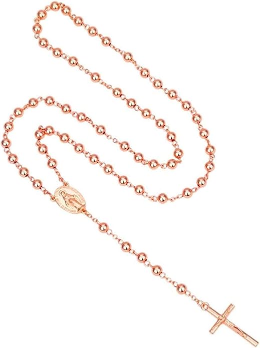 LBBYLFFF Collar católico religioso Color Oro Rosa Rosario Collar