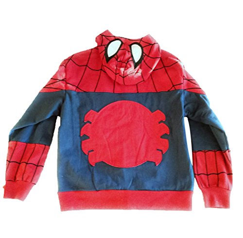 Boys Spiderman Hoodie Jacket with Spider Applique on Back & Mesh Eyes