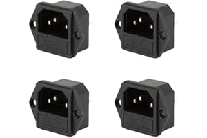 ZYAMY 4PCS IEC320 Installation Inlet Module Plug C14 Power Connector Socket AC 250V 10A 3-pin Panel Mount Adapter for Computer Host Monitor Socket Fuse Holder