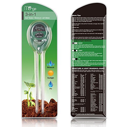 MARGE PLUS Soil Tester Moisture Meter, 3 in 1 Soil Test Kit Gardening Tools for PH, Light & Moisture, Plant Tester for Home, Farm, Lawn, Indoor & Outdoor (No Battery Needed)