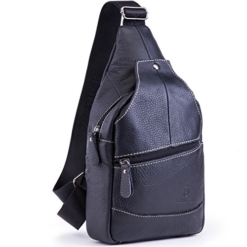 Genuine Leather Shoulder Sling Backpack Bag Unisex Outdoor Crossbody