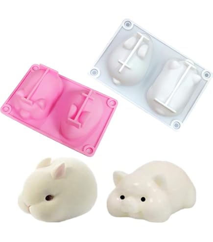 4Pcs 3D Hamster Shape Silicone Mold Set - For Soap, Candle, Chocolate, Fondant, Ice Cubes, Food Grade, Reusable
