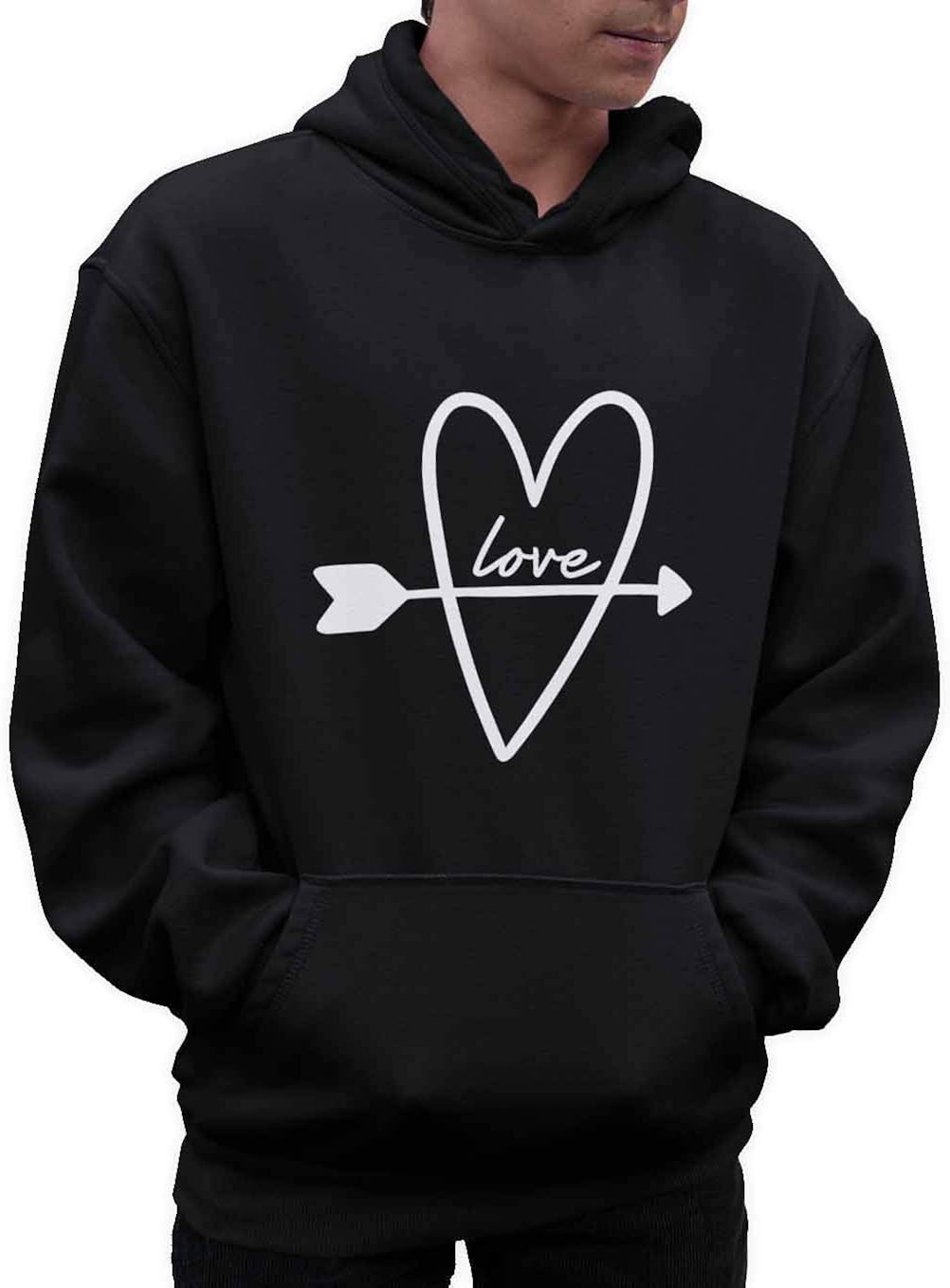 Men's Love Heart Valentine Day Long Sleeve Hoodie Design