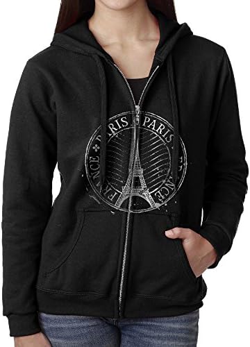 SUNG HEE LEEALREN Paris Eiffel Tower StampPocket Hoody With Zipper Sport Fleeces Athletic Long-sleeved Hoody Sweatshirt For Women