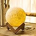 Enchanted 3D LED Night Light Moon Lamp,with Wooden Dock, Warm and Cool 3 Colors Dimmable Brightness Adjustment, Best Home Bedroom Decorative Luna Lamp Light and Romantic Gift (5.12In)