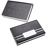Professional Business Card Holder Leather Credit Card Case with Magnetic Stainless Steel Closure,2 Pack (Retro)