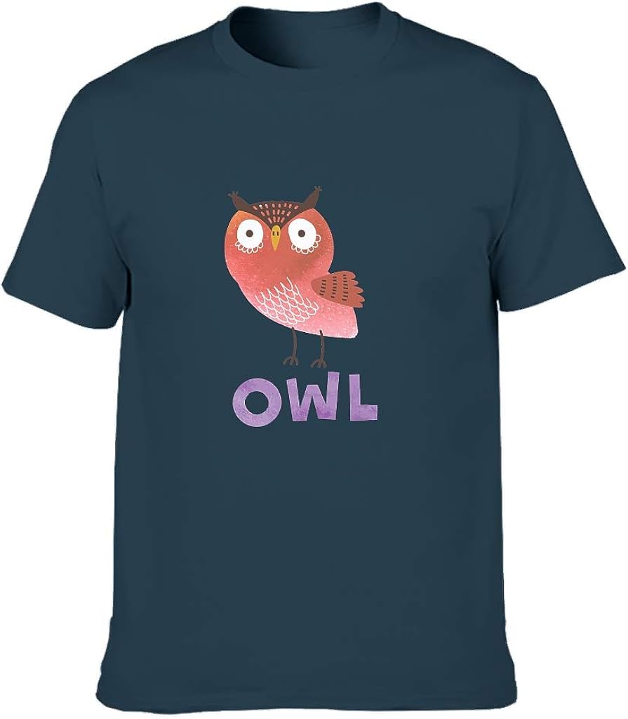 Red Owl Men's T Shirt Cotton Little Animal Ideas Top Wear Navy l