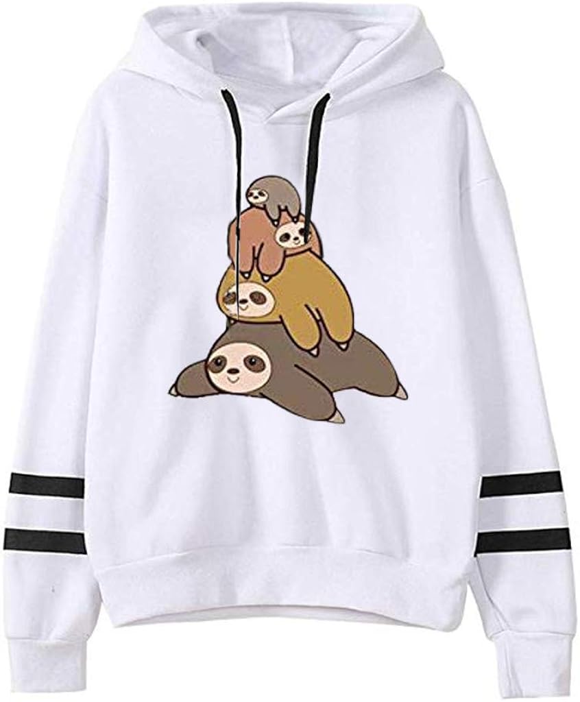 EDC Hoodies for Women Pullover Funny Cute Anime Sloth Print Long Sleeve 