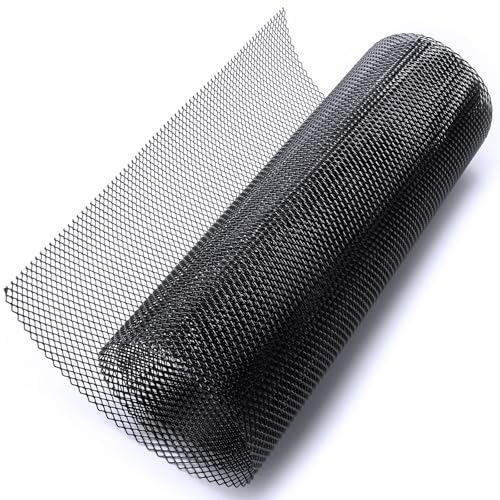 AICARS Maille métallique de 119,4 x 38,1 cm en alliage d'aluminium peint en noir avec trou losange de 4 x 8 mm