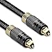 FosPower 24K Gold Plated Toslink Digital Fiber Optical Audio Cable (S/PDIF) - [Zero RFI & EMI Interference] Metal Connectors & Ultra Durable Nylon Braided Jacket (50ft)