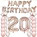 20th Birthday Decorations Party Supplies, 20th Birthday Balloons Rose Gold, Number 20 Mylar Balloon, Latex Balloon Decoration, Great Sweet 20th Birthday for Girls, Photo Props