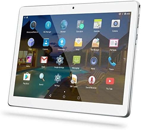 YELLYOUTH 10 Inch Android Tablet with Sim Card Slots 16GB ROM 1GB RAM Quad Core 3G Unlocked GSM Phone Tablet PC 10.1" with Wifi Bluetooth GPS - Silver