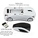CHUYI Cool Car Shaped Wireless Mouse 1600DPI Cordless Office Mice for Travel Business School Home Gift (1 Pack-White)