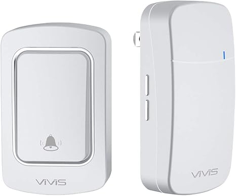 Amazon ワイヤレス自発電チャイム Vivis 電池不要ワイヤレスドアベル 最高0mの無線範囲 38メロディー 3段階音量調節 取付簡単 ホワイト インターホン チャイム