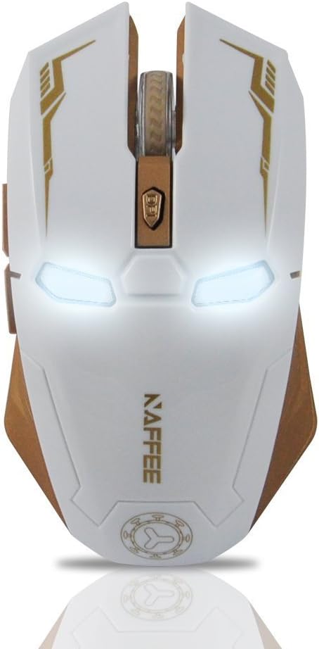 ExtraFind G5 Wireless Gaming Mouse Silent Click USB Optical LED Computer Mouse for Mac/PC/Laptop (White)