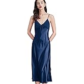 IIG Womens Long Satin Full Slip Dress Adjustable Spaghetti Strap Chemise Nightgown