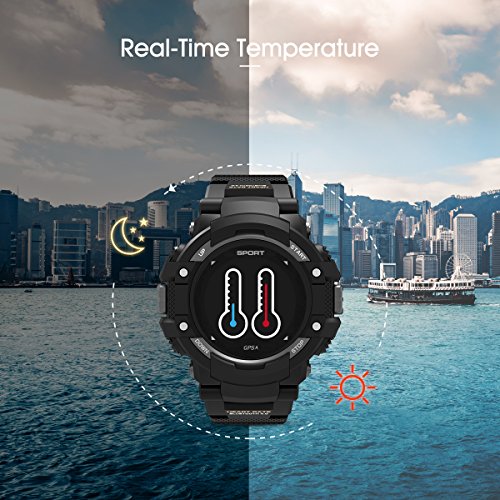 GPS Watch, DTNO.I F7 Outdoor Sports Watch for Men and Women with Pedometer, Altimeter, Barometer, Compass, Thermometer, Real-time Heart Rate Monitor, Various Activity Mode for Android and IOS