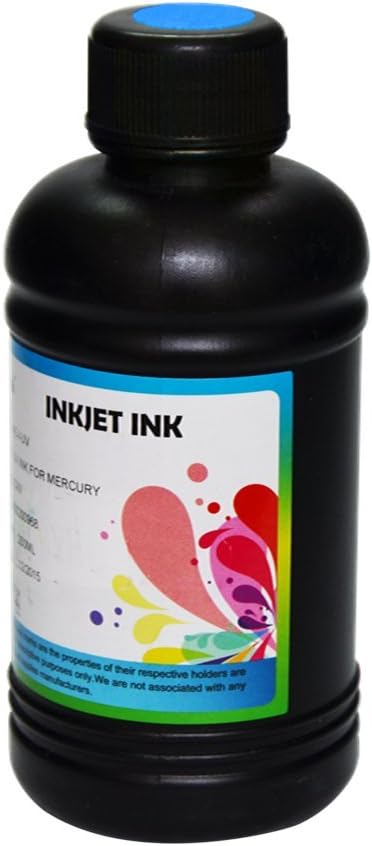 Aomya UV LED Ink 250ml Fast Curable Ink for UV Printer with DX5/ DX6/ DX7 Print Head, 3D UV Printing Machine, Flatbed Inkjet Printer for Soft Material (Cyan)