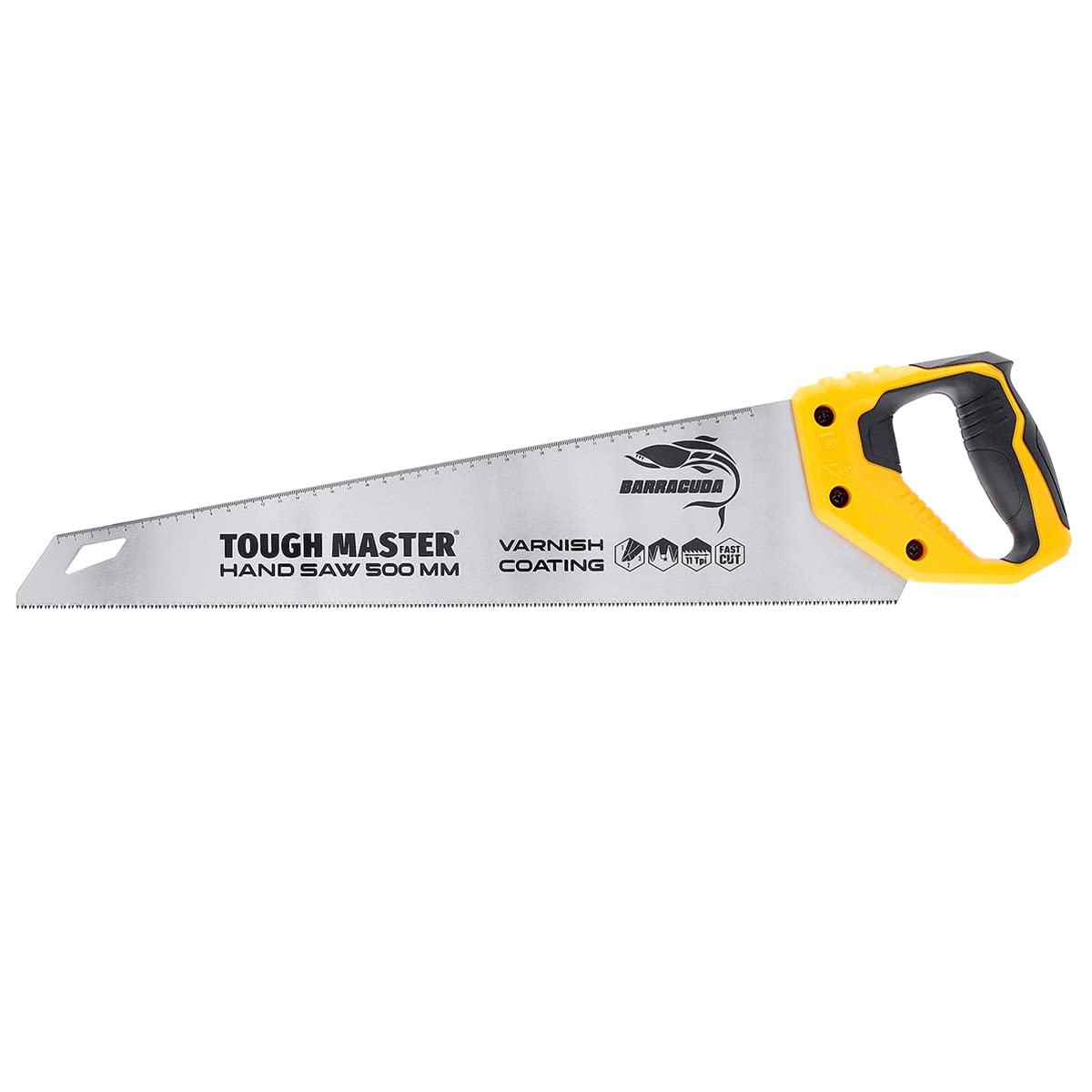 TOUGH MASTER Heavy Duty Wood Saw 500mm, Hand Saw with Ruler Markings for Pruning & Cutting Wood, Plastic, PVC Pipes, Razor Sharp Blade, 11TPI Comfortable Non-Slip Handle