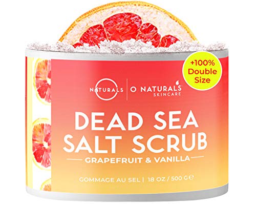 O Naturals Exfoliating Grapefruit Essential Oil Face Body & Foot Scrub. w/Vanilla & Dead Sea Salt. Hydrating Exfoliate Dead Skin, Best Anti Cellulite Acne Ingrown Hairs Corns, Calluses Treatment 500g