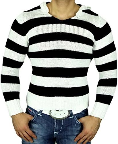 Tazzio T700 Chunky Knit Jumper Black/White