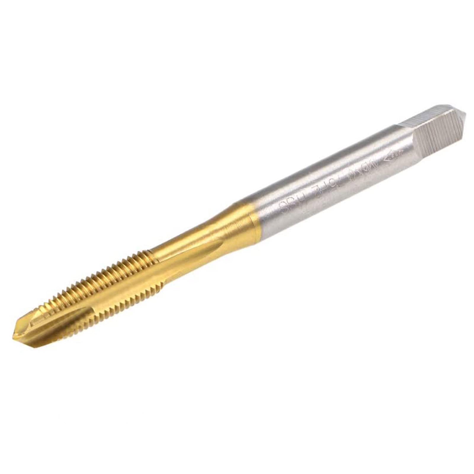 TOP-VIGOR 2Pcs M6 x 0.75mm Spiral Point Plug Thread Tap, HSS Titanium Coated Thread Milling Tap with H2 Tolerance, 3 Flutes Ground Threads(Round Shank with Square End)