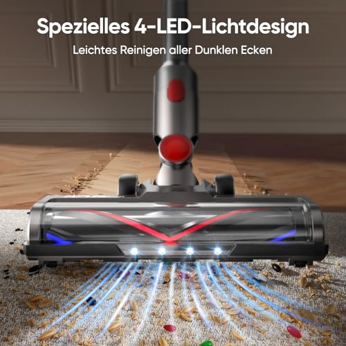 FLYLINKTECH Brush Compatible with Dyson V7, V8, V10, V11, V15 Vacuum Cleaner, Brush with 4-LED Headlights, Flexible Rotation and 2 Replacement Wheels
