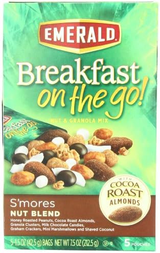 Emerald Breakfast on the Go! Nut Blend and Granola Mix, S'mores, 7.5 Ounce (Pack of 8)