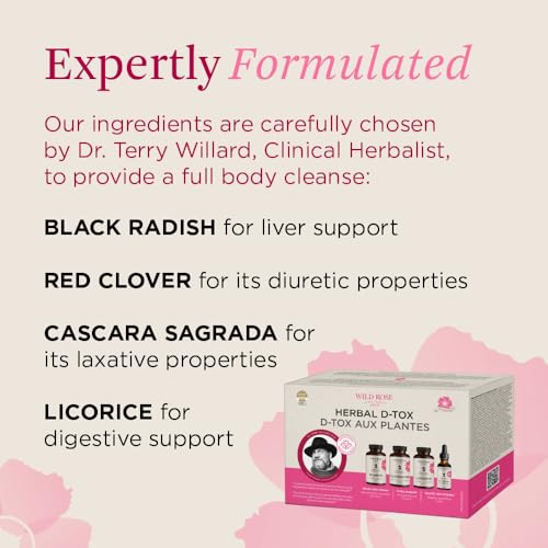 Wild Rose Herbal D-tox Kit – 12 Day Cleanse Program – Detox Cleanse for Colon, Gut Health, Constipation Relief for Adults