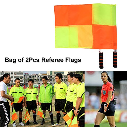 Referee Flags, 2PCS Referee Linesman Flag with Storage Bag for Sports Match Soccer Football Hockey Training Yellow - Thumbnail 2