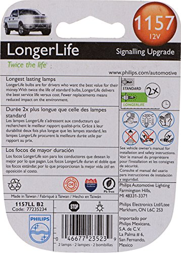 Philips 1157 LongerLife Miniature Bulb, 2 Pack
