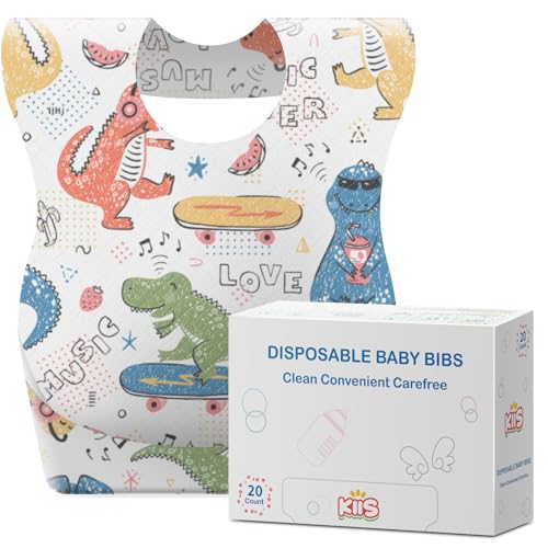 KIIS Disposable Baby Bibs for Baby Boys and Girls - Individually Packaged - Hygienic, Soft and Leakproof (20 PCS / 60 PCS)