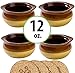 Premium Porcelain 12 Ounce Onion Soup Bowls - Brown and Ivory Classic European Style - Set of 4 Crocks with Cork Coasters - Oven- Microwave- Dishwasher safe