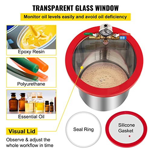 VEVOR Vacuum Chamber with Pump, 5 Gallon Chamber, 5 CFM 1/3 HP Single