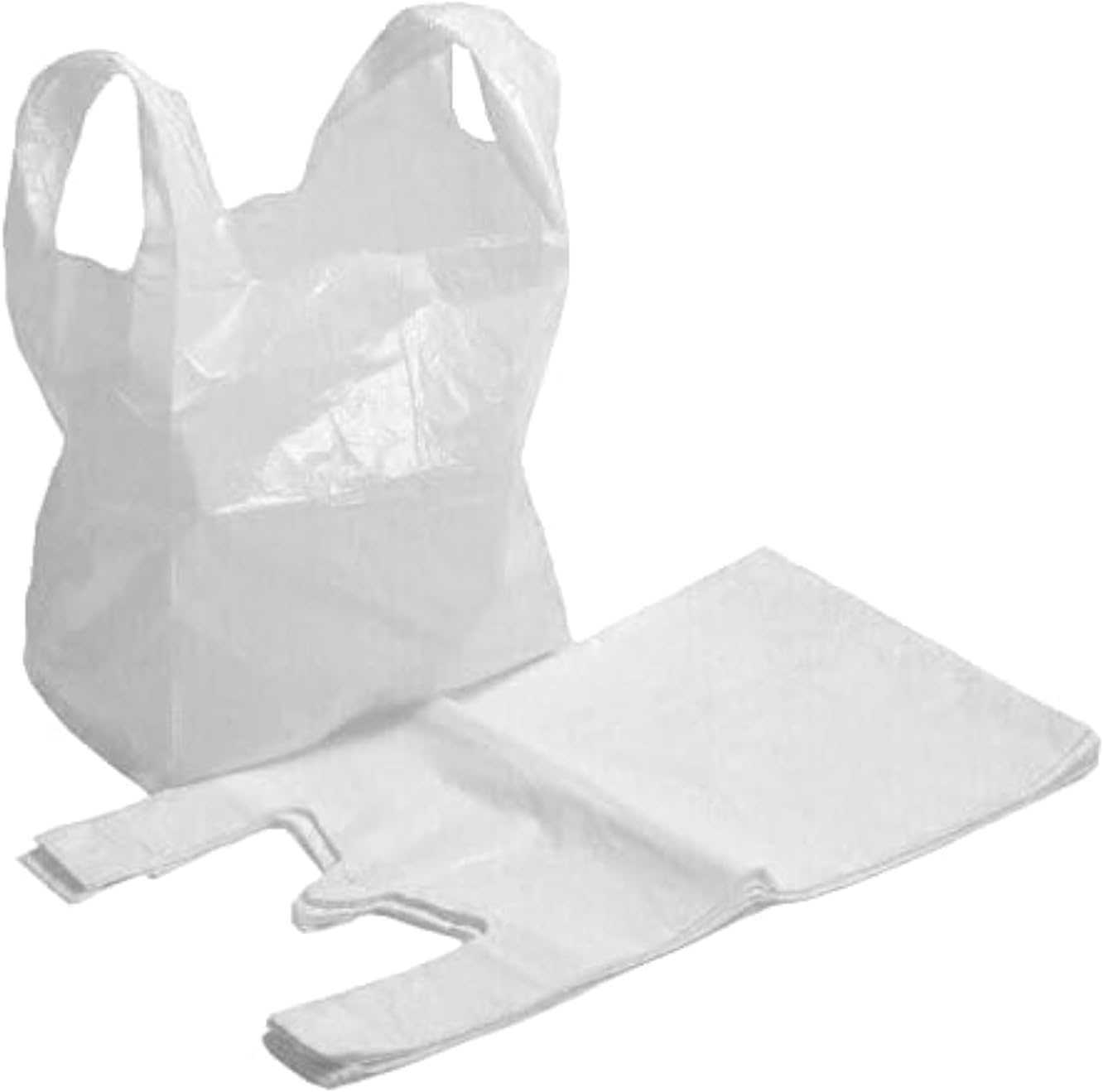 100 X AMD Nexus White Carrier Bags 11 x 17 x 21 - Plastic Carrier Bags Heavy Duty Vest Carrier Bag