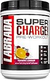LABRADA NUTRITION Super Charge Pre Workout, Nitric Oxide Boosting Performance Enhancer with BCAAs, Creatine Monohydrate and 8 More Clinically Dosed Ingredients, Raspberry Lemonade, 675 Gram