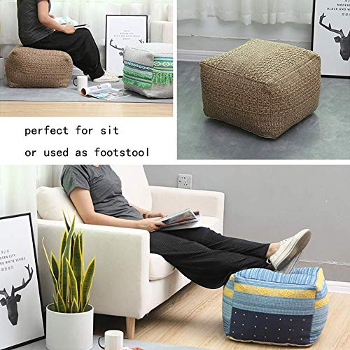 Riarevt Pouf Cover Unstuffed Square, Ottoman Footstool Foot Rest