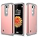 LG Escape 3 Case, LG Phoenix 2 Case, LG K8 Case, RANZ Grey with Rose Gold Hard Impact Dual Layer Shockproof Bumper Case For LG K8/ LG K350N/ LG Phoenix 2 (AT&T)