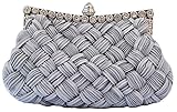 Chicastic Pleated and Braided Rhinestone studded Wedding Evening Bridal Bridesmaid Clutch Purse - Grey