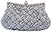 Chicastic Pleated and Braided Rhinestone studded Wedding Evening Bridal Bridesmaid Clutch Purse - Grey