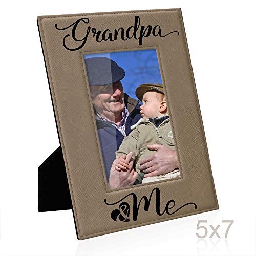 Kate Posh Grandpa & Me Engraved Leather Picture Frame