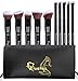Qivange Makeup Brush Set, Kabuki Brush Foundation Contour Eyeshadow Makeup Brushes with Pouch, Black (10pcs)
