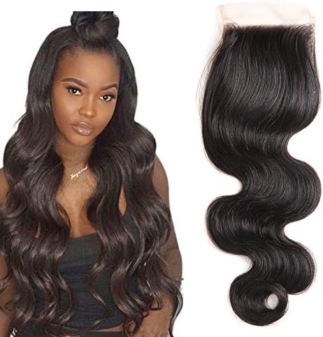 Bestsojoy 10A Peruvian Body Wave 4x4 Free Part Lace Closure Natural Black Peruvian Virgin Human Hair Closure Body Wave(14" closure)