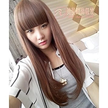 Amazon Com Woman With Long Straight Hair Wig Simulation Strap