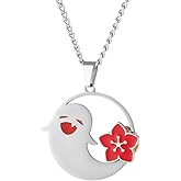Boryeer genshin impact Hu Tao Characters Cosplay Necklace,Cute Ghost Halloween Cosplay,Gifts For Game Anime Lovers